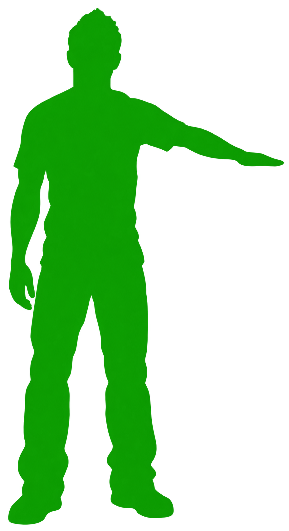 Silueta de personaje con brazo extendido